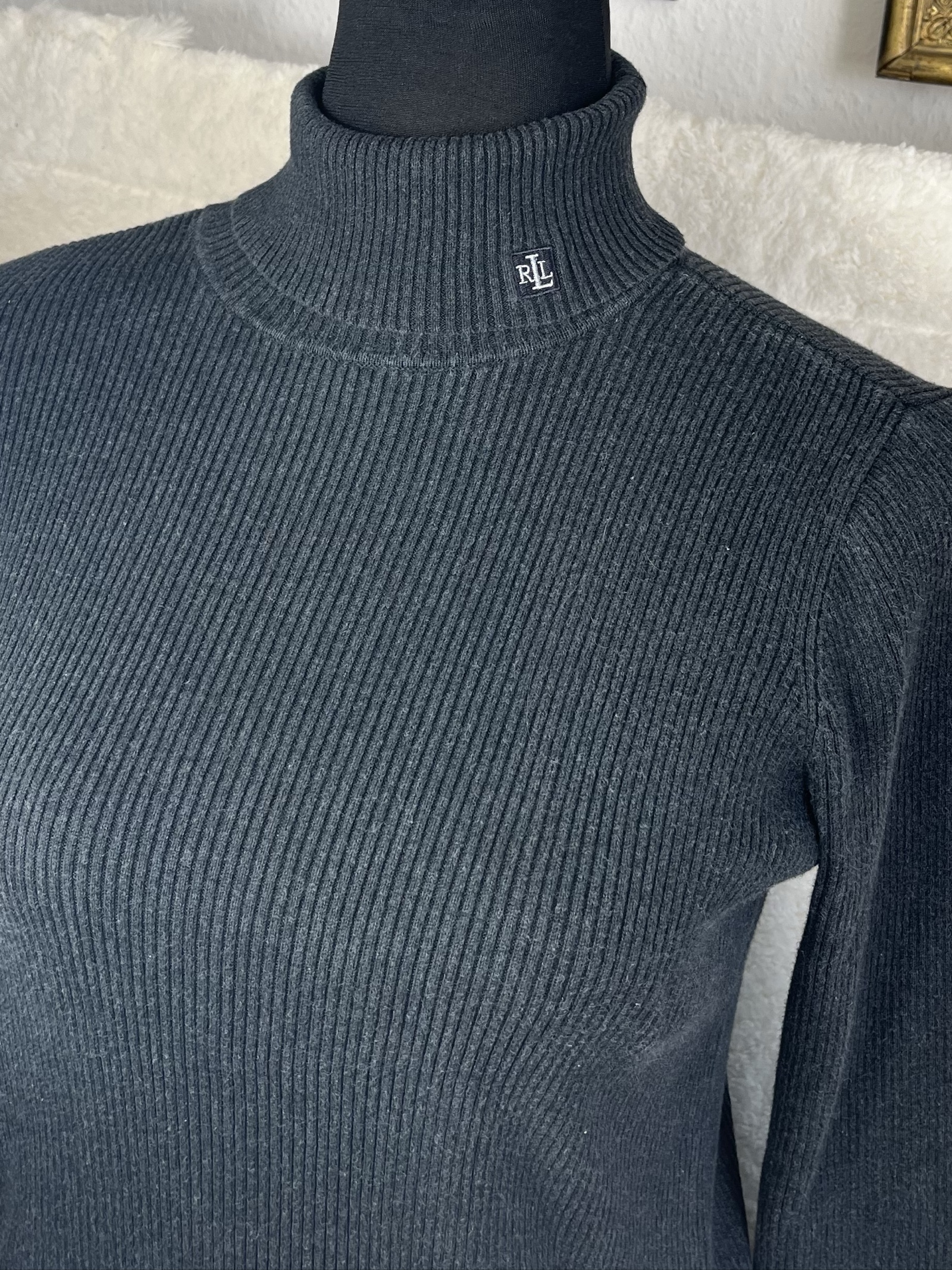 Ralph Lauren Women Grey Ribbed Turtle Neck Jumper M image 6