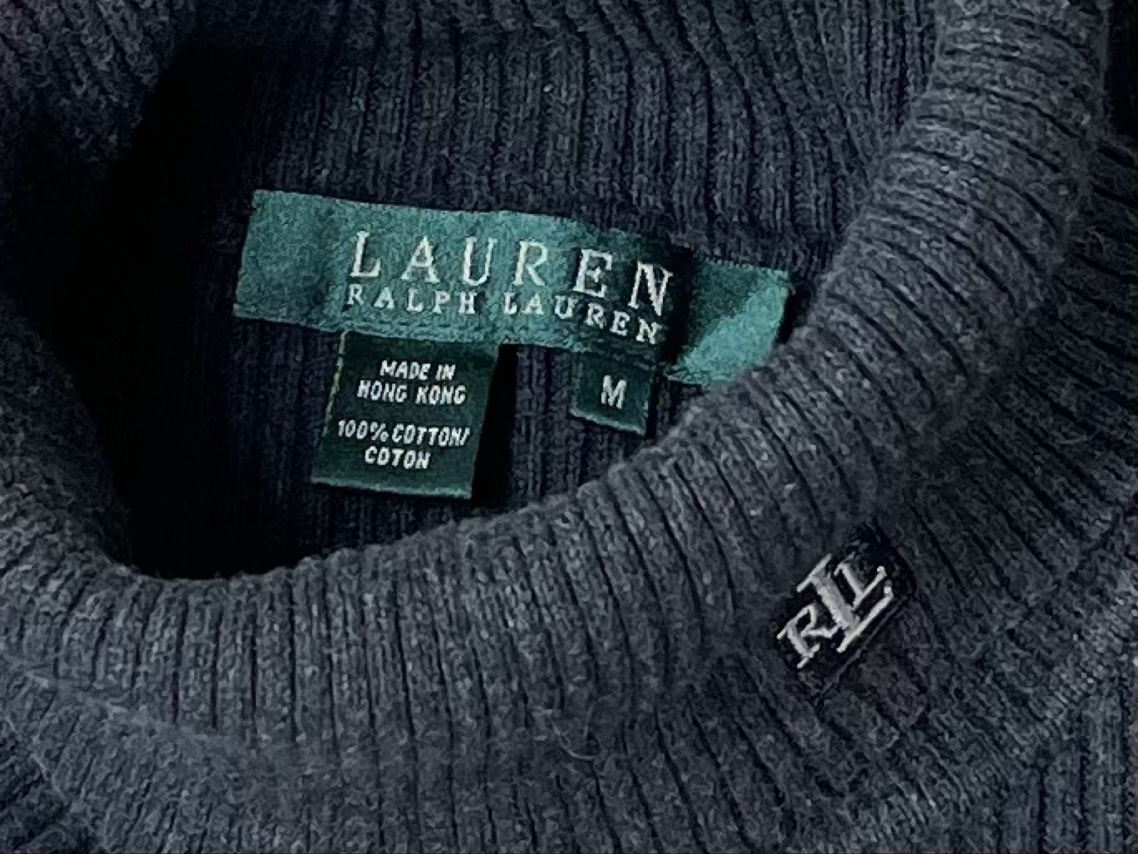 Ralph Lauren Women Grey Ribbed Turtle Neck Jumper M image 8