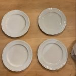 Richard Ginori Blanc Assiettes Porcelaine Bord Festonné Set de 4 - 201 LA Italy