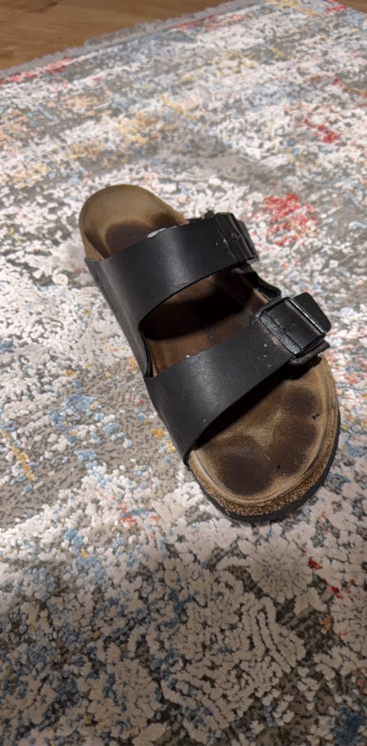 Schwarze Herren Ledersandalen mit zwei verstellbaren Schnallen Größe 43