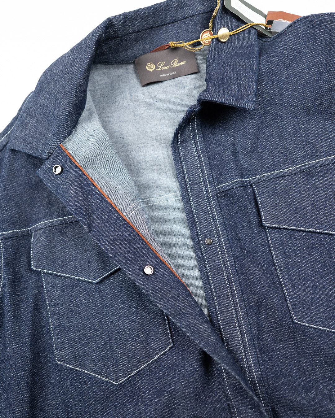 Loro Piana Navy Denim Overshirt Cotton Blend - Medium image 5