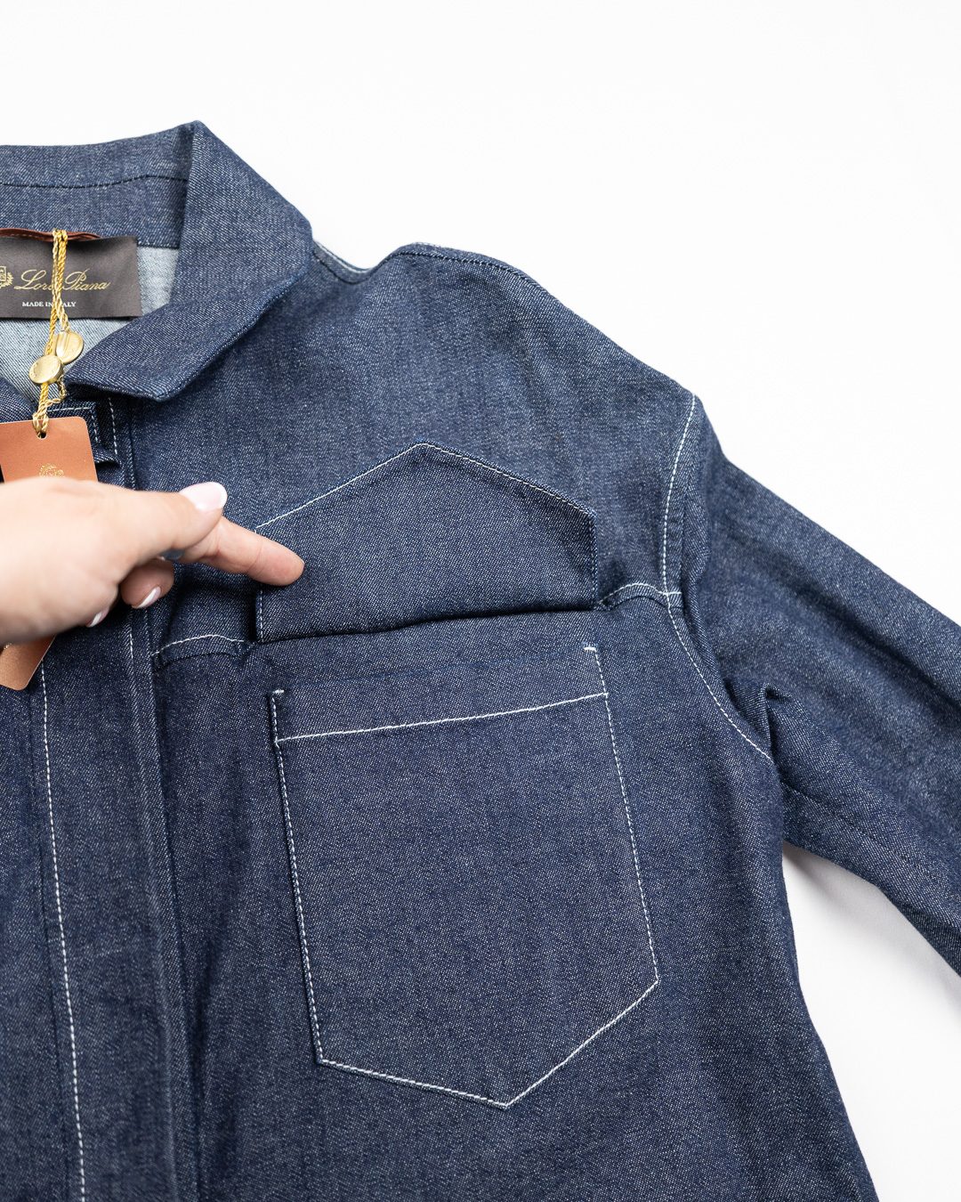 Loro Piana Navy Denim Overshirt Cotton Blend - Medium image 6