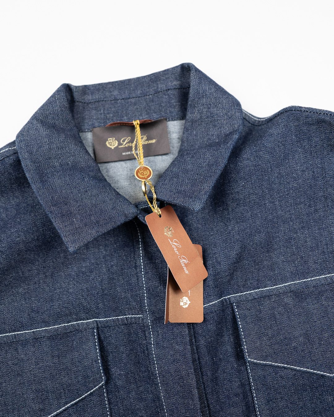 Loro Piana Navy Denim Overshirt Cotton Blend - Medium image 7