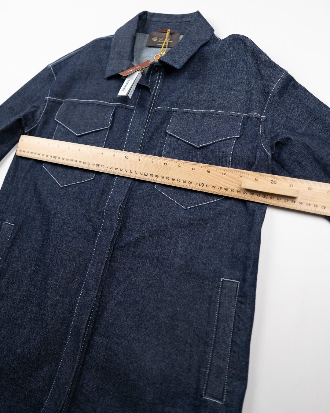 Loro Piana Navy Denim Overshirt Cotton Blend - Medium image 8