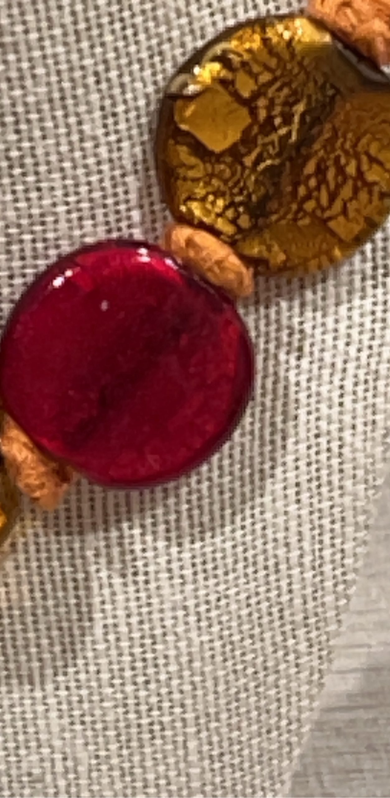 Handmade mustard yellow & Red Glass Bead Necklace with Knotted Cord image 3