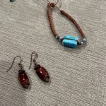 Boho Brown & Turquoise Beaded Bracelet & Earrings Set