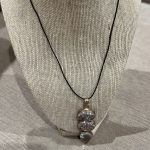 Handmade Sterling Silver clear quartz pendant, Mark 925 with Glass Purple Hook Earrings