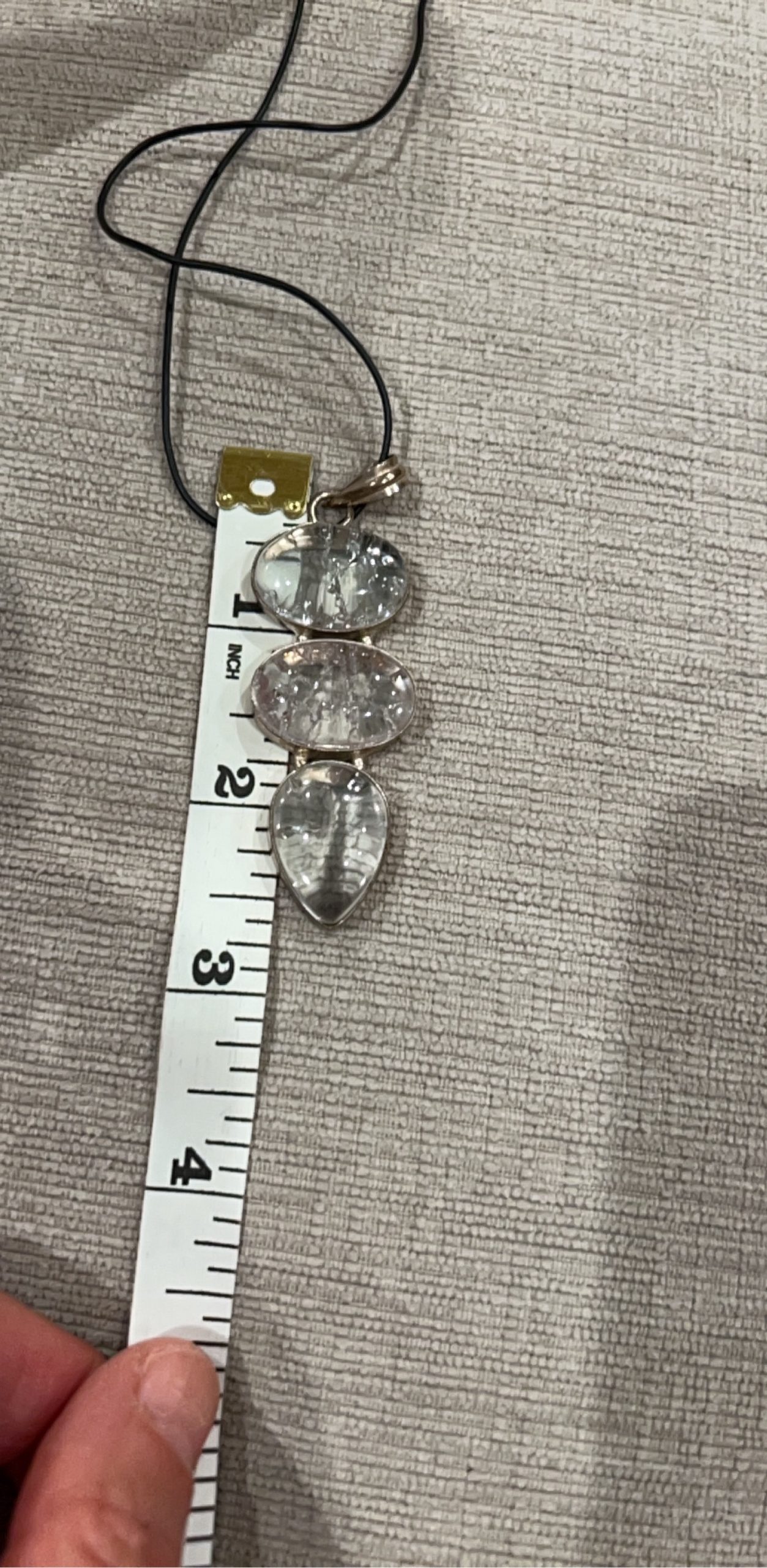 Handmade Sterling Silver clear quartz pendant, Mark 925 with Glass Purple Hook Earrings image 5