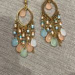 Gold Tone Multi-Coloured Beaded Drop Earrings