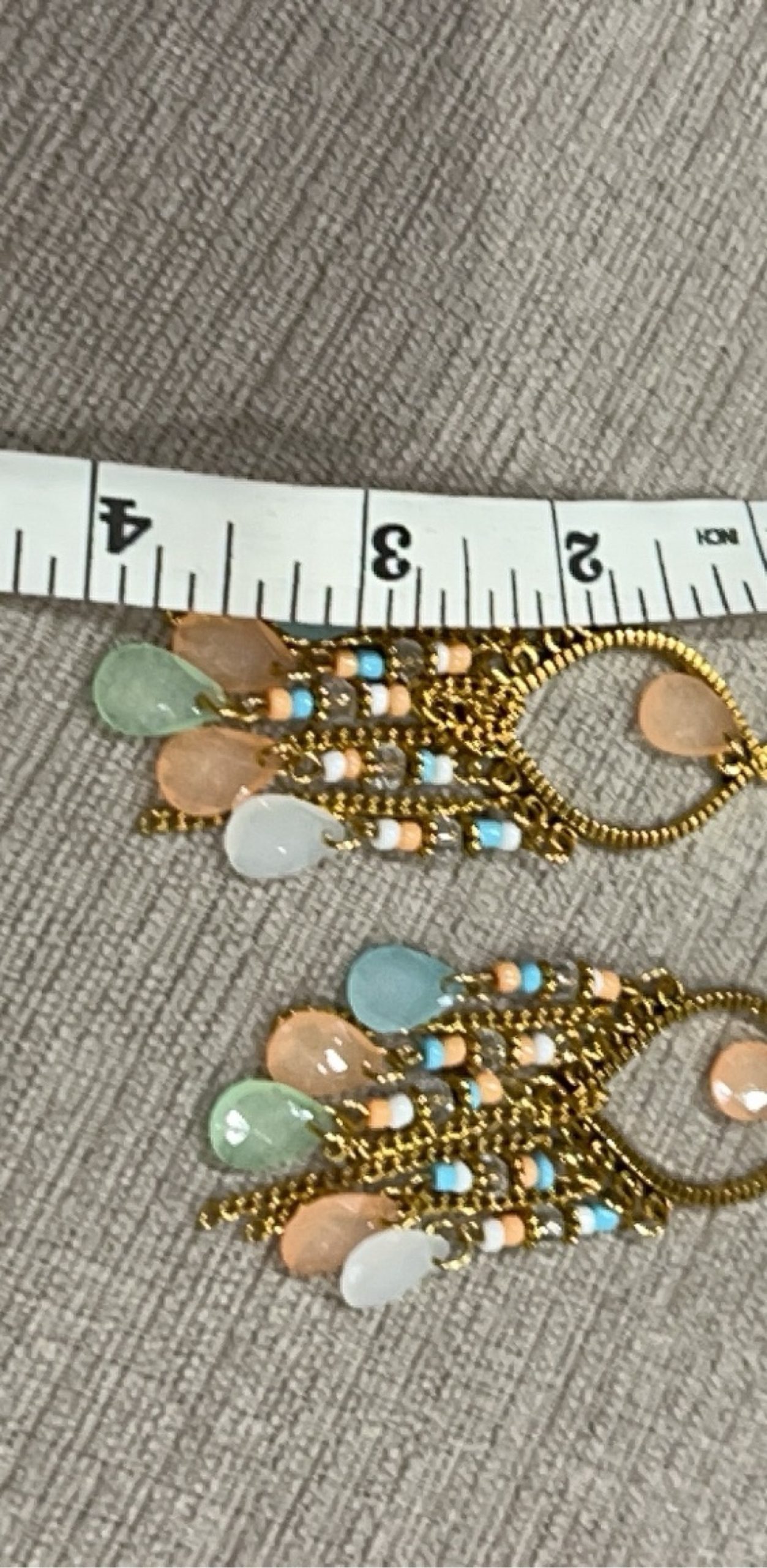 Gold Tone Multi-Coloured Beaded Drop Earrings image 4