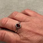 925 Silver Red Garnet Oval Ring Size 7