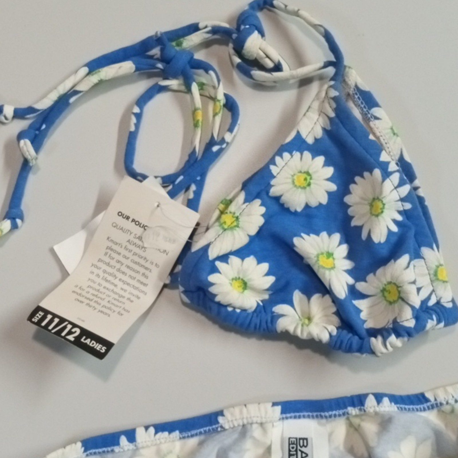 Basic Editions Women Blue & White Daisy Print Bikini Set 11/12 image 3