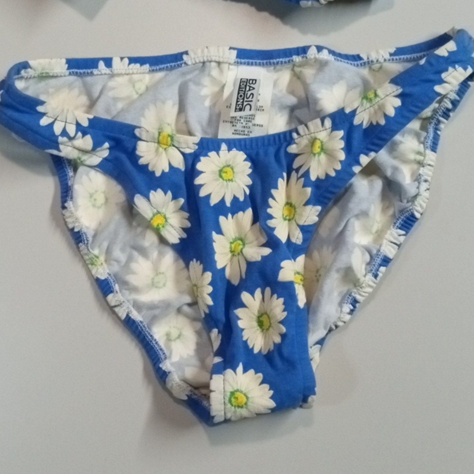 Basic Editions Women Blue & White Daisy Print Bikini Set 11/12 image 4