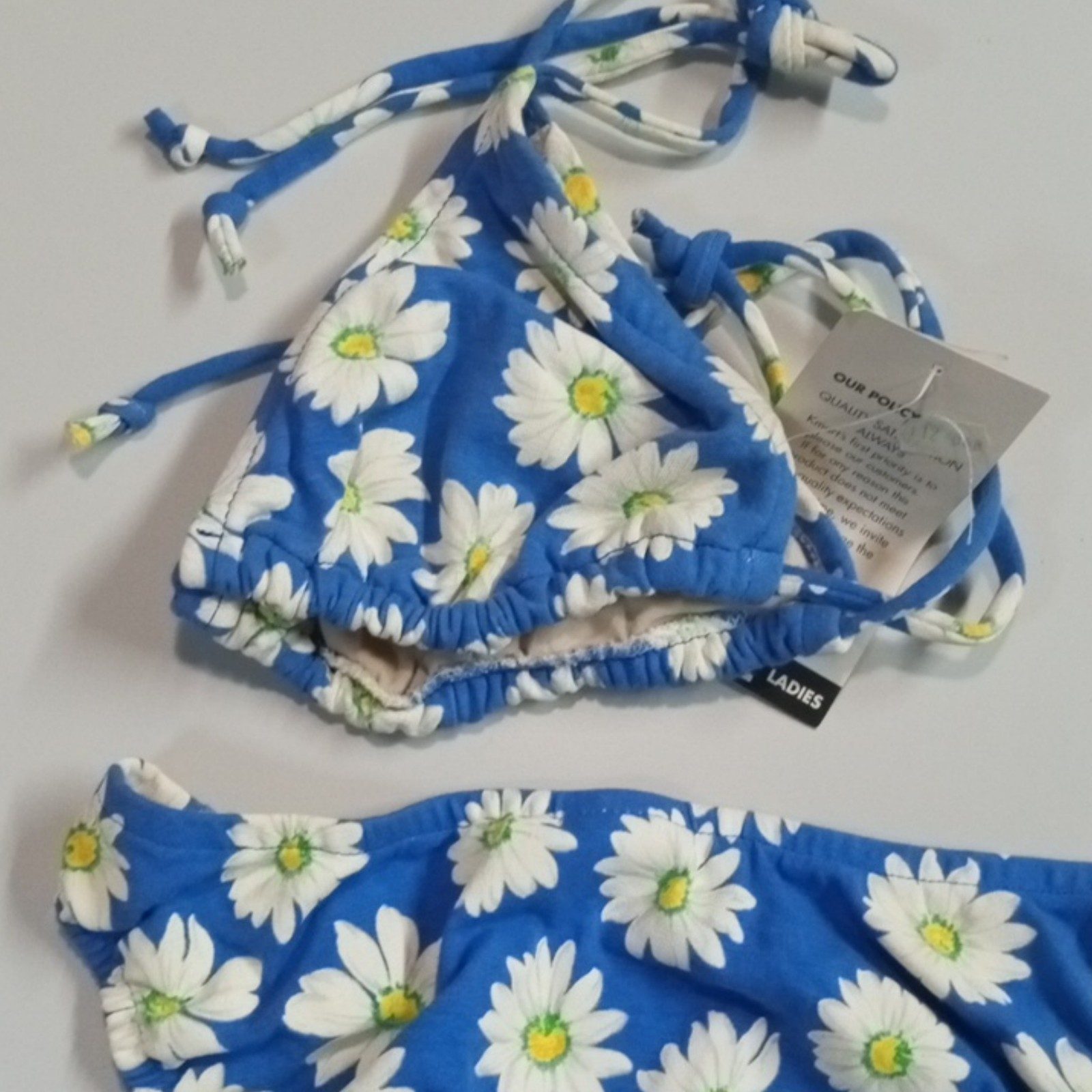 Basic Editions Women Blue & White Daisy Print Bikini Set 11/12 image 6