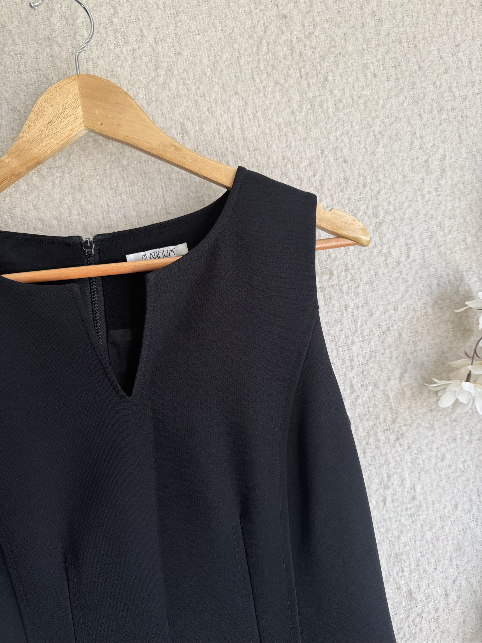 Platinum Black Sleeveless Sheath Dress UK 12 Classic Office Dress image 2