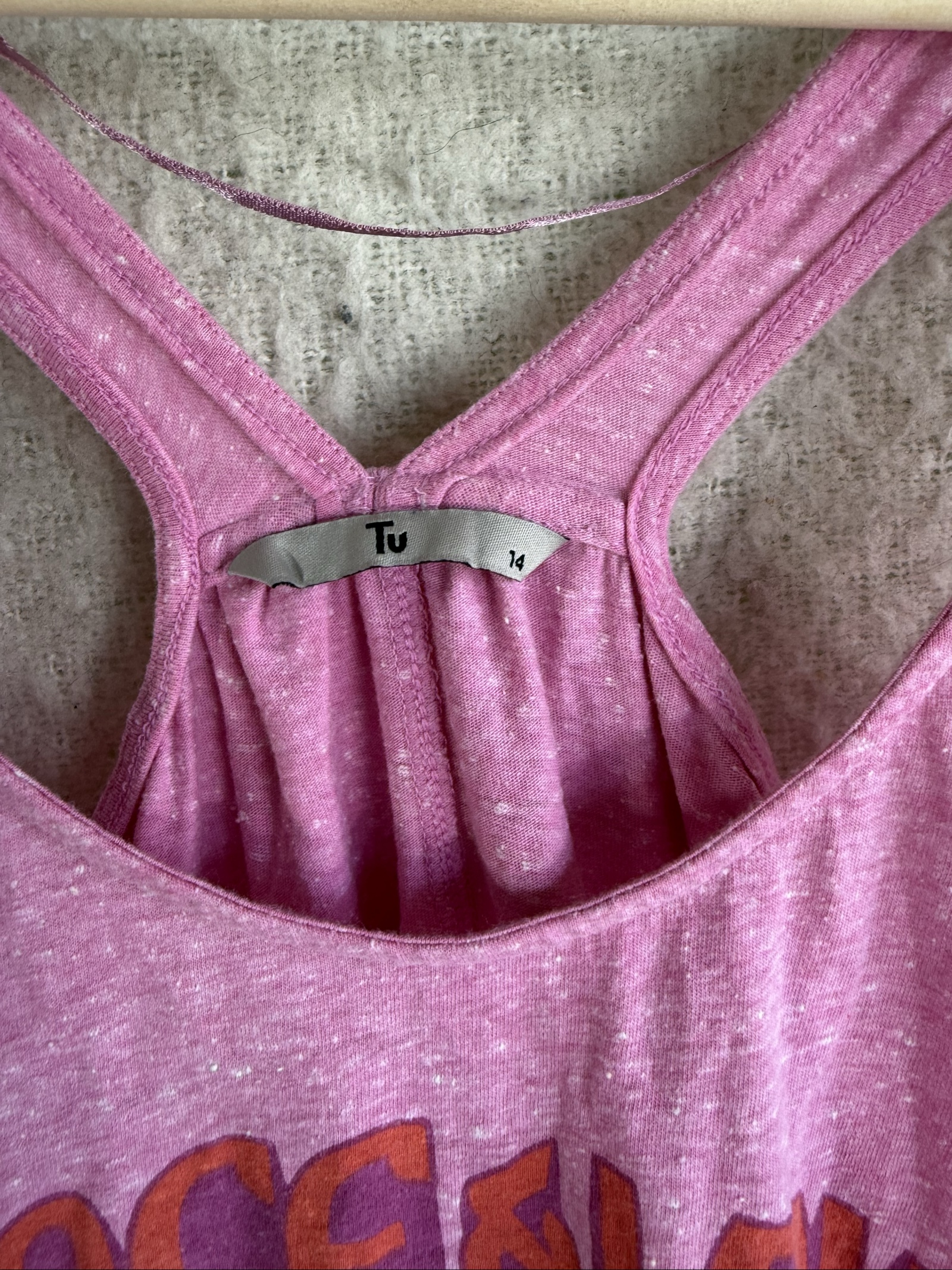 Tu Pink Peace & Love Racerback Vest Top UK 14 Casual Summer Graphic image 3