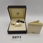 Dunhill Men's Gold Tone Tie Clip with Brushed Silver Detail