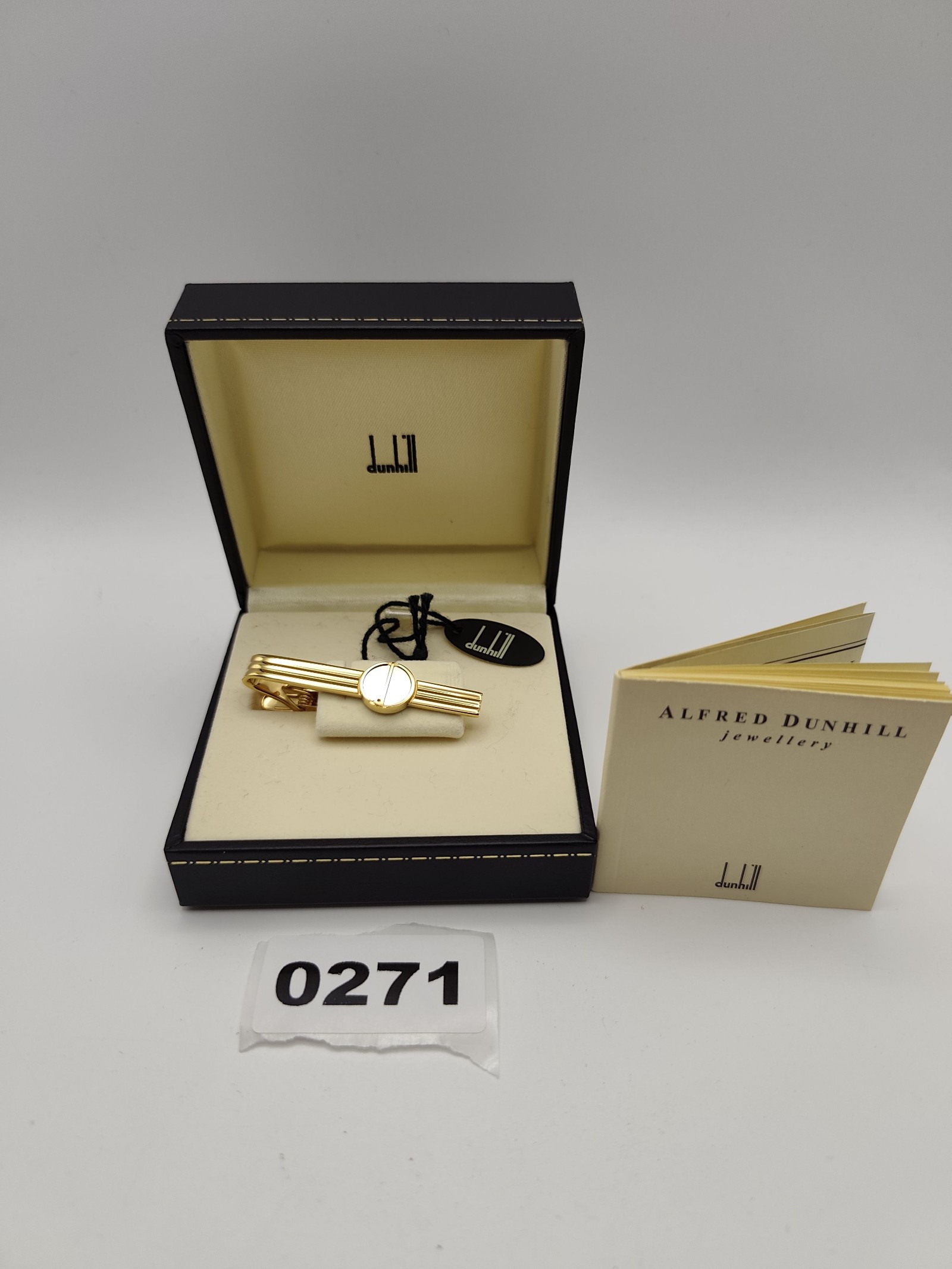 Dunhill Men's Gold Tone Tie Clip with Brushed Silver Detail