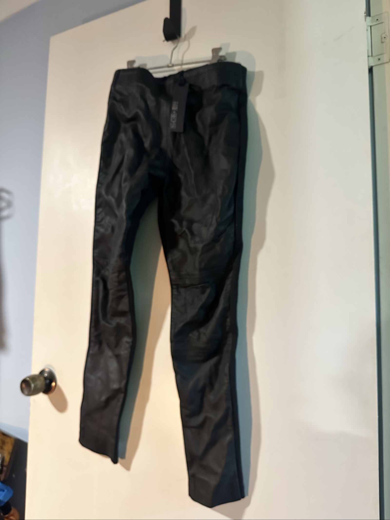 Faith + Begg Black Jupiter Leather Leggings AU 8