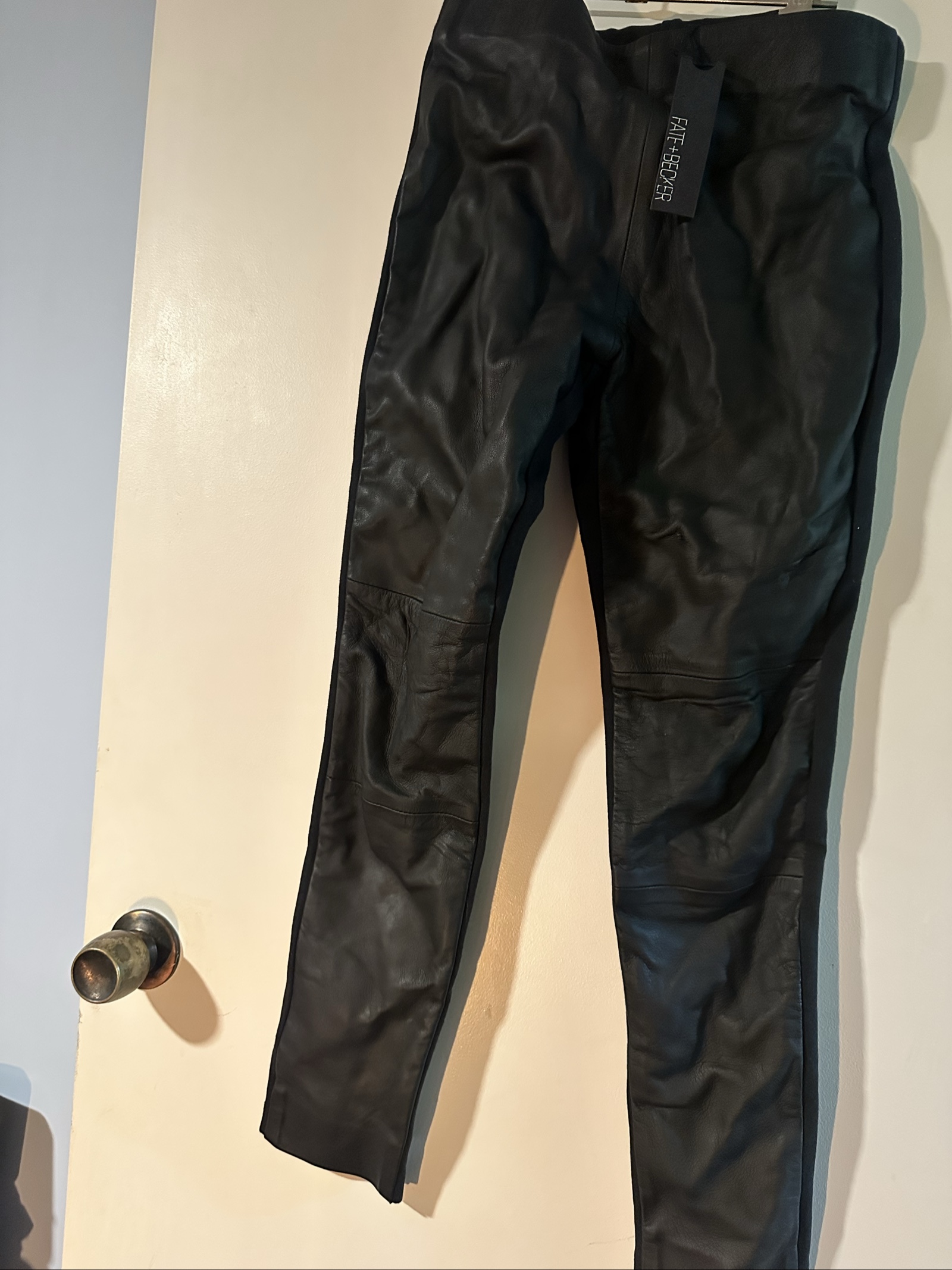 Faith + Begg Black Jupiter Leather Leggings AU 8 image 3