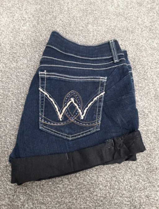 Wrangler denim shorts dark wash cuffed hem,Blue 36" image 2