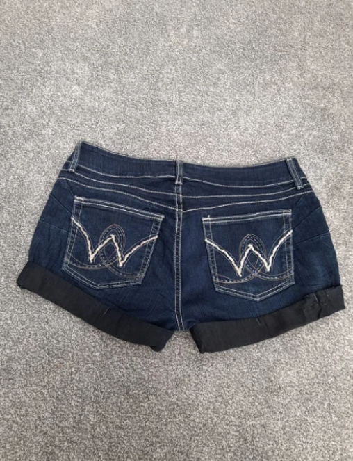 Wrangler denim shorts dark wash cuffed hem,Blue 36" image 3