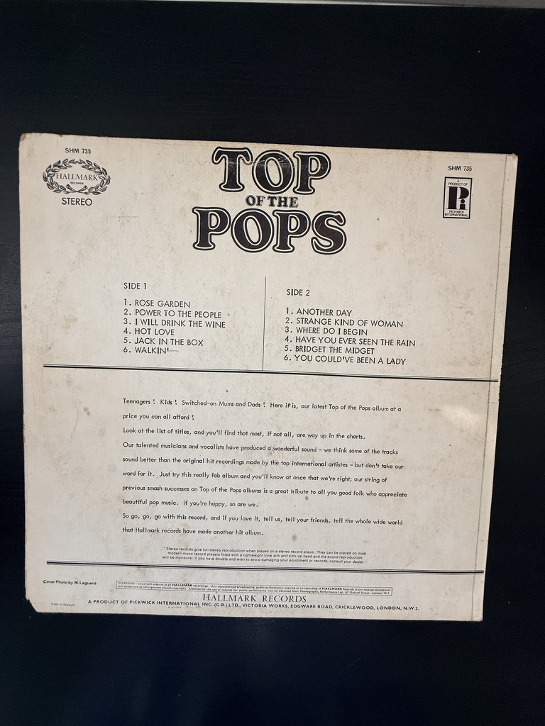 Hallmark Top of the Pops Vinyl LP Album 1971 Pop Rock Music Vol. 16 image 2
