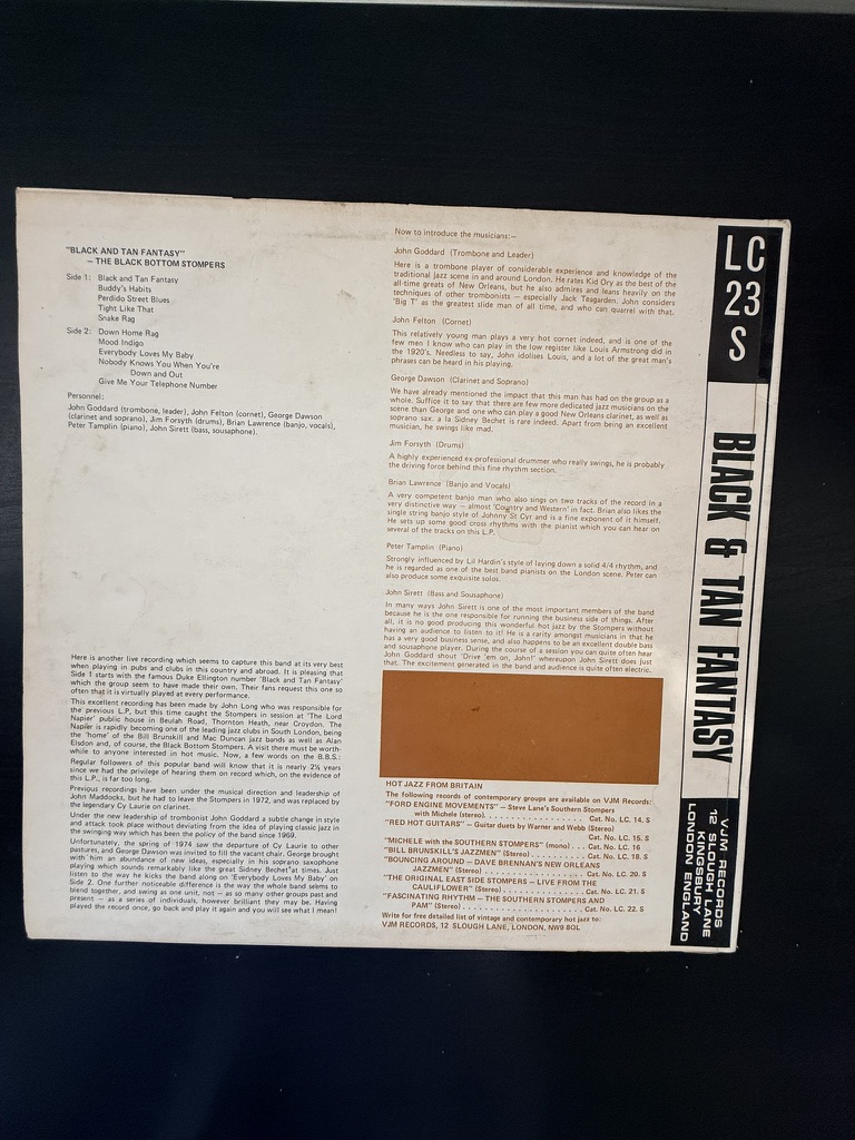 The Black Bottom Stompers Black & Tan Fantasy Vinyl LP Record image 2