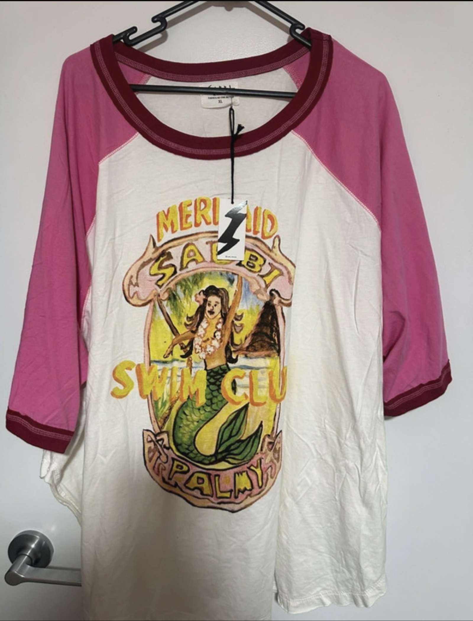 Sabbi XL Pink & White Mermaid Swim Club T-Shir