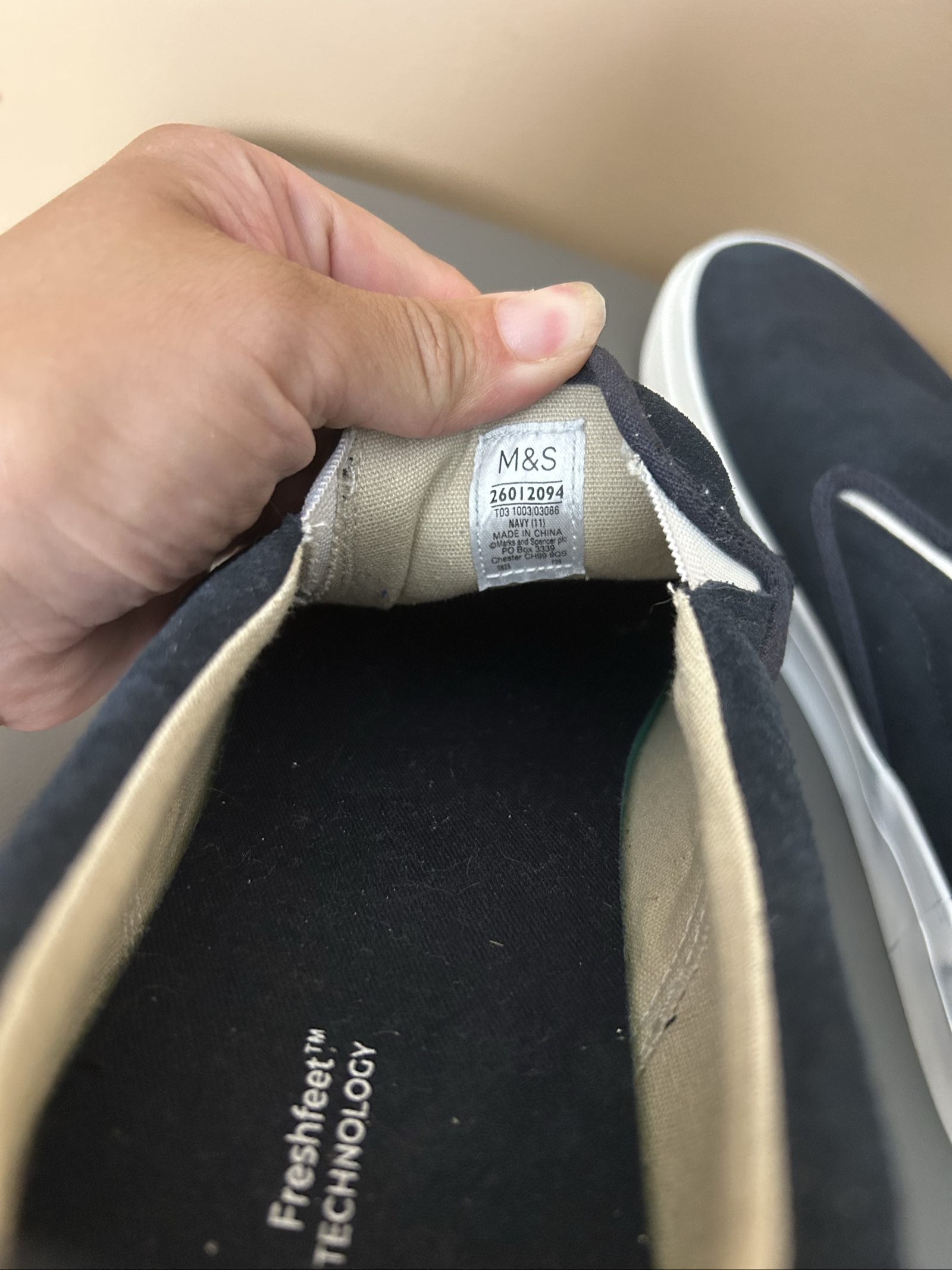 M&S Navy Suede Slip-On Shoes UK 11 Freshfeet Technology Men image 6