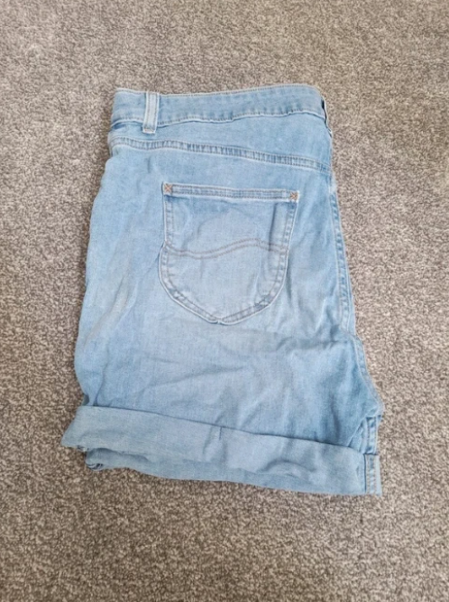 Lee Light Blue Denim Shorts Rolled Hem Casual 38" image 5