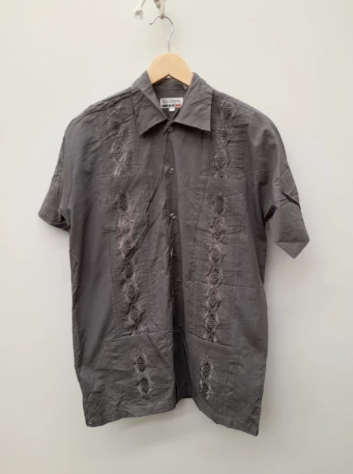Chic Elegance Grey Embroidered Men's Shirt S image 4