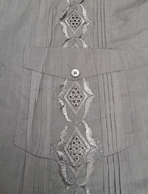 Chic Elegance Grey Embroidered Men's Shirt S image 5