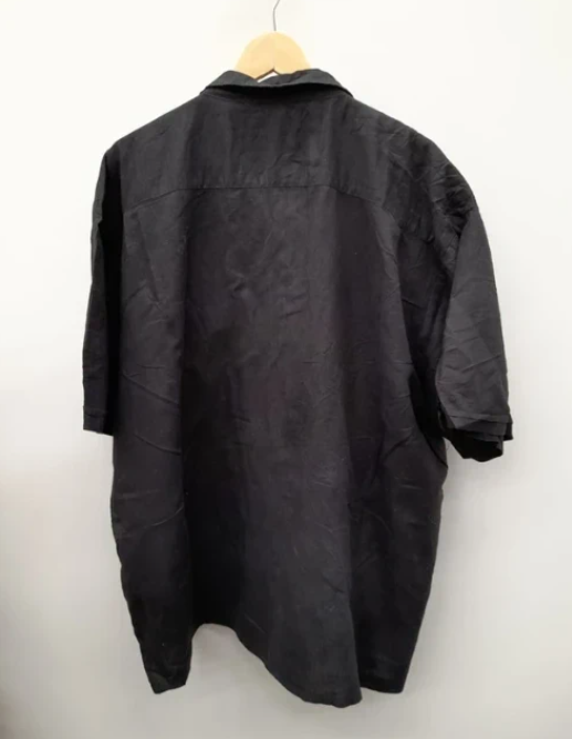 Cabana Black Embroidered Short Sleeve Shirt 4XL image 4