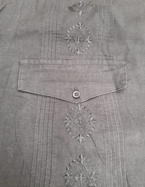 Cabana Black Embroidered Short Sleeve Shirt 4XL image 6