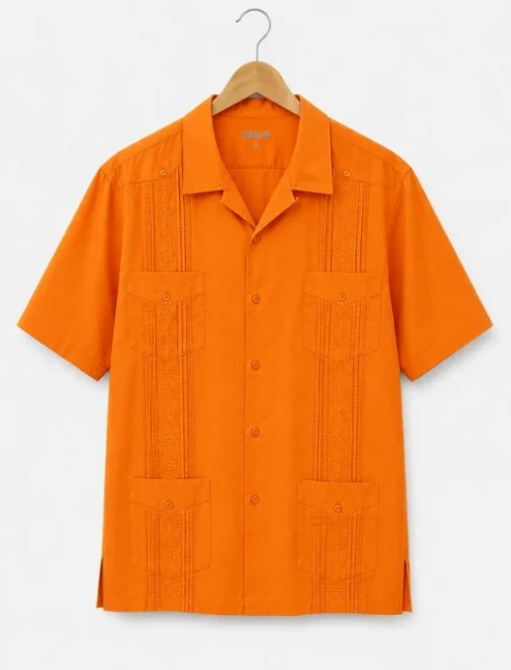 KS Island Orange Short Sleeve Shirt Embroidered 4XL