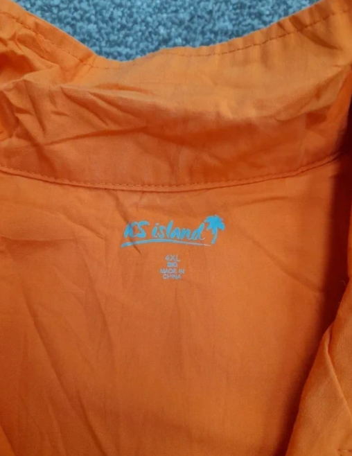 KS Island Orange Short Sleeve Shirt Embroidered 4XL image 2