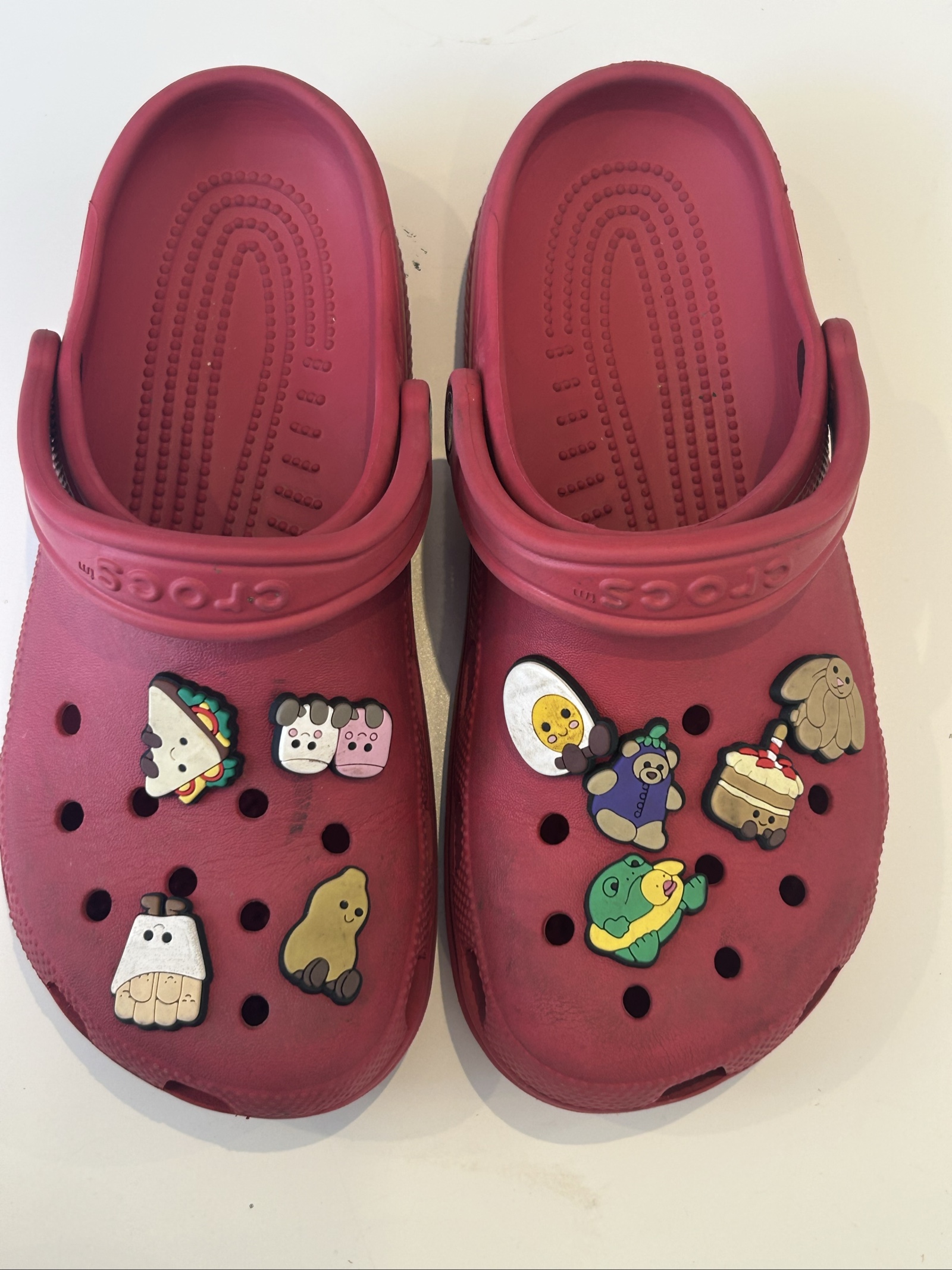 Crocs Women's Red Clogs UK 6 with Cute Charms