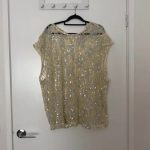 VRG GRL off white and blue Sequin Lace Top Women Size 14