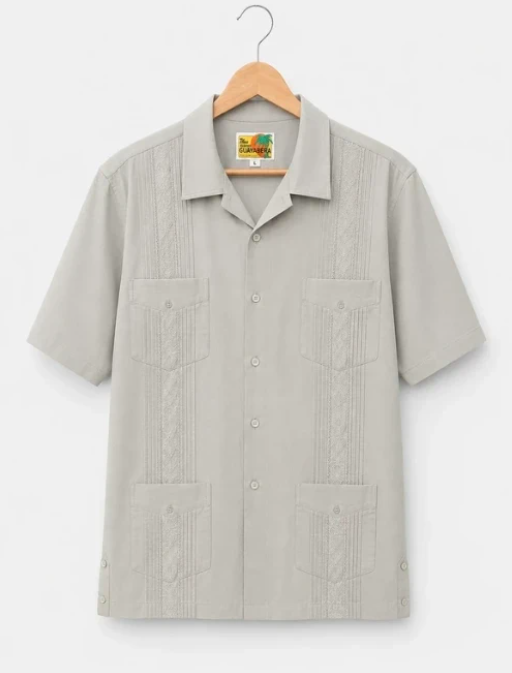 Haband Guayabera Light Grey Shirt Embroidered 3X