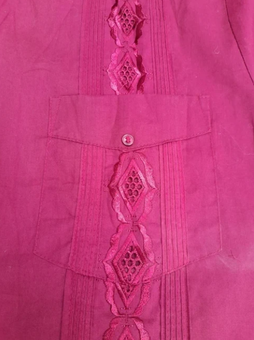 Chic Elegant Burgundy Embroidered Shirt L image 4