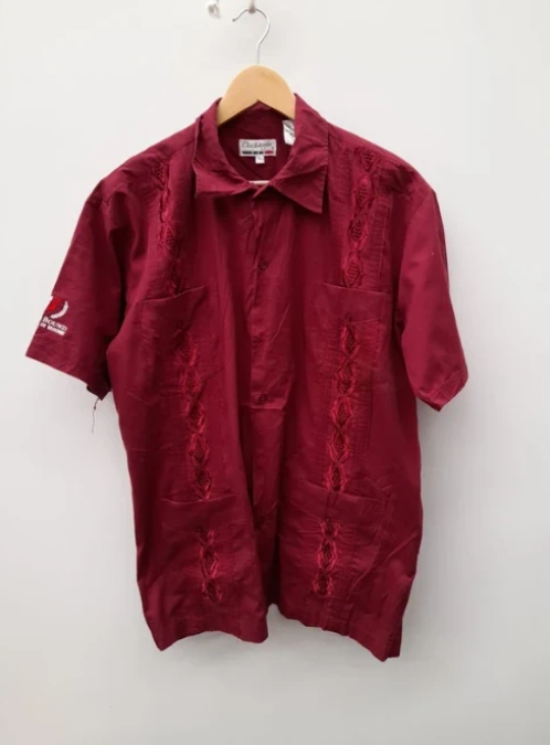 Chic Elegant Burgundy Embroidered Shirt L image 5