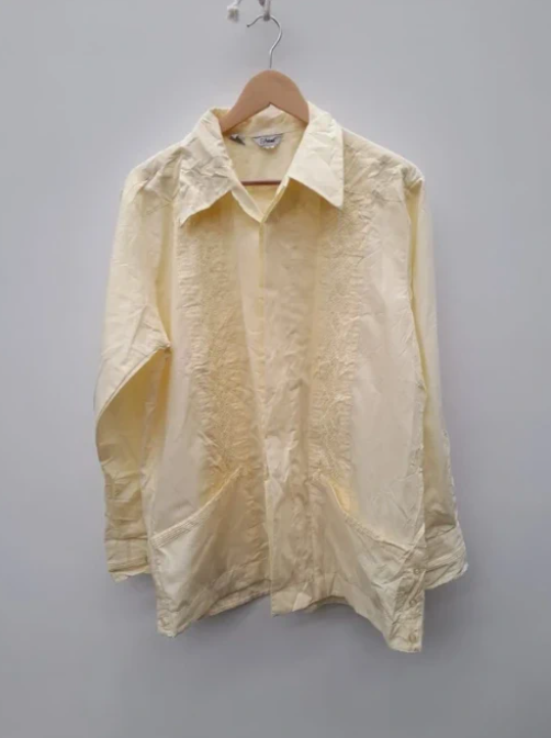 Silvano Yellow Embroidered Casual Shirt Large image 5