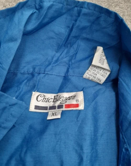 Chic Elegant Blue Embroidered Shirt Short Sleeve XL image 2