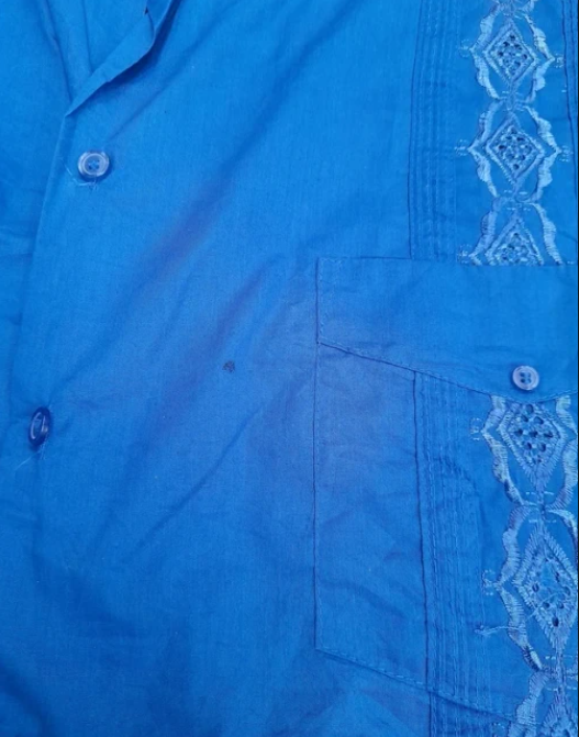 Chic Elegant Blue Embroidered Shirt Short Sleeve XL image 5