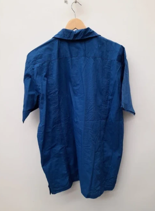 Chic Elegant Blue Embroidered Shirt Short Sleeve XL image 7