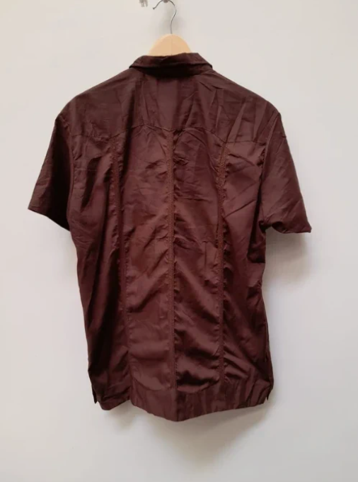 Brown Embroidered Short Sleeve Shirt XL image 4