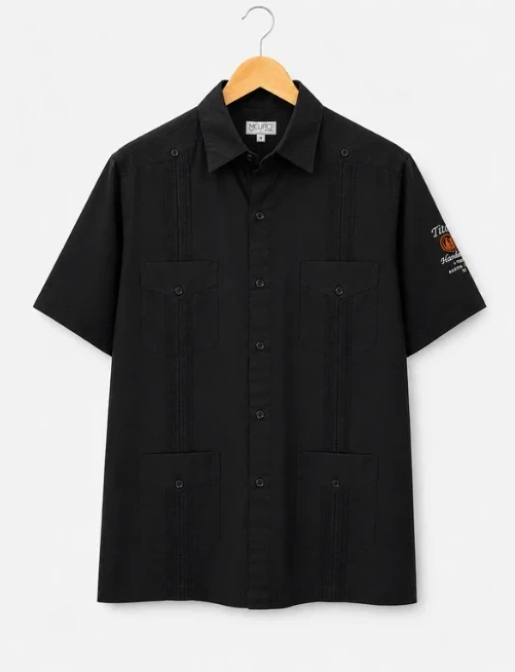 Mojito Black Linen Shirt Tito's Vodka Embroidered M
