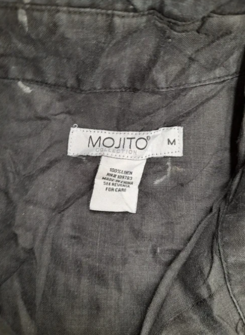 Mojito Black Linen Shirt Tito's Vodka Embroidered M image 2
