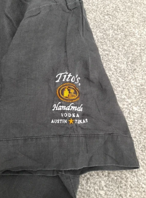 Mojito Black Linen Shirt Tito's Vodka Embroidered M image 5